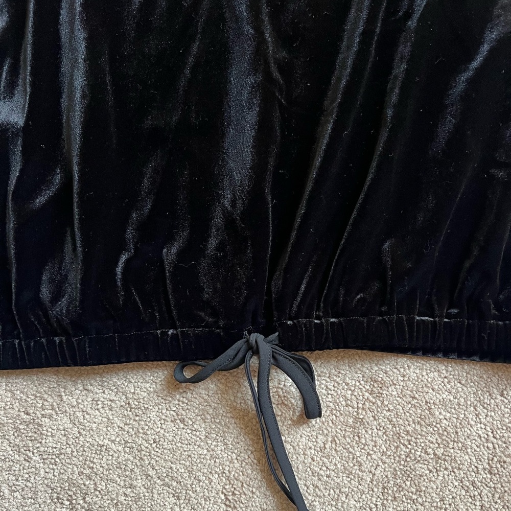 loft | medium black velvet top with cinched waist - Picture 3 of 5